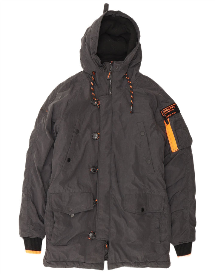 Мужская куртка-парка с капюшоном Superdry UK 38, средний серый нейлон