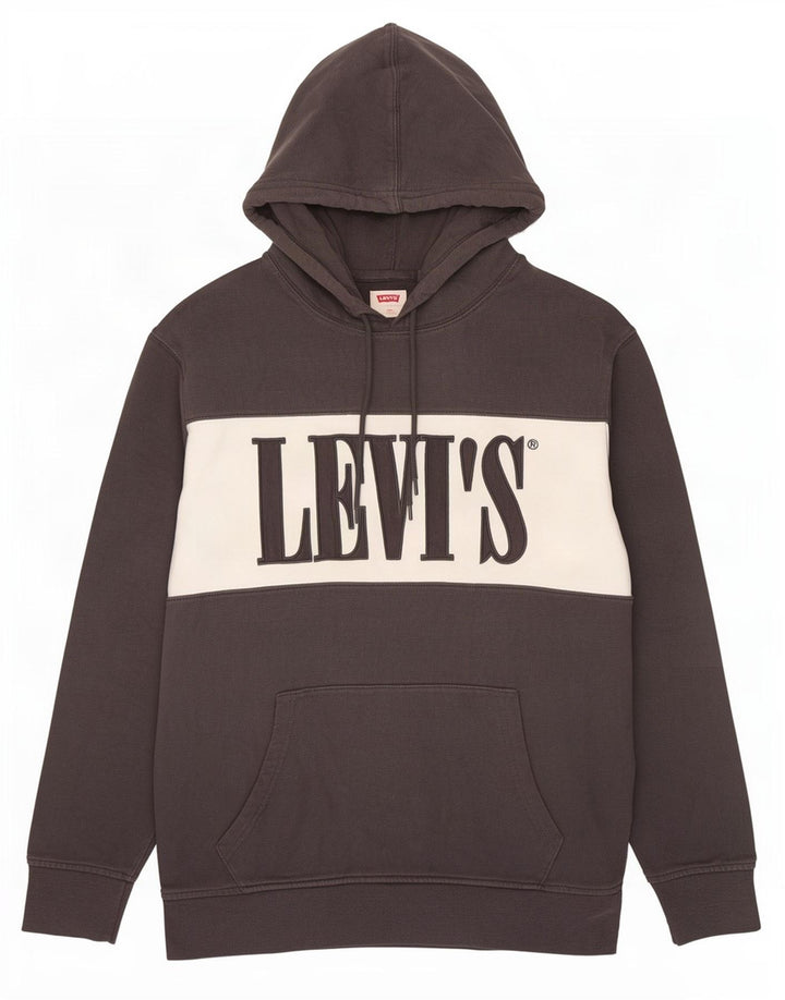 Мужской джемпер с капюшоном Levi's с рисунком, средний серый, хлопок с цветными блоками