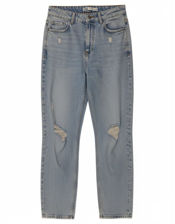 Женские потертые джинсы с высокой талией Zara EU 36 XS W26 L28 синие