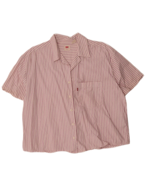 Женская рубашка оверсайз с коротким рукавом Levi's, Великобритания, 18 XL, розовая хлопковая полоска