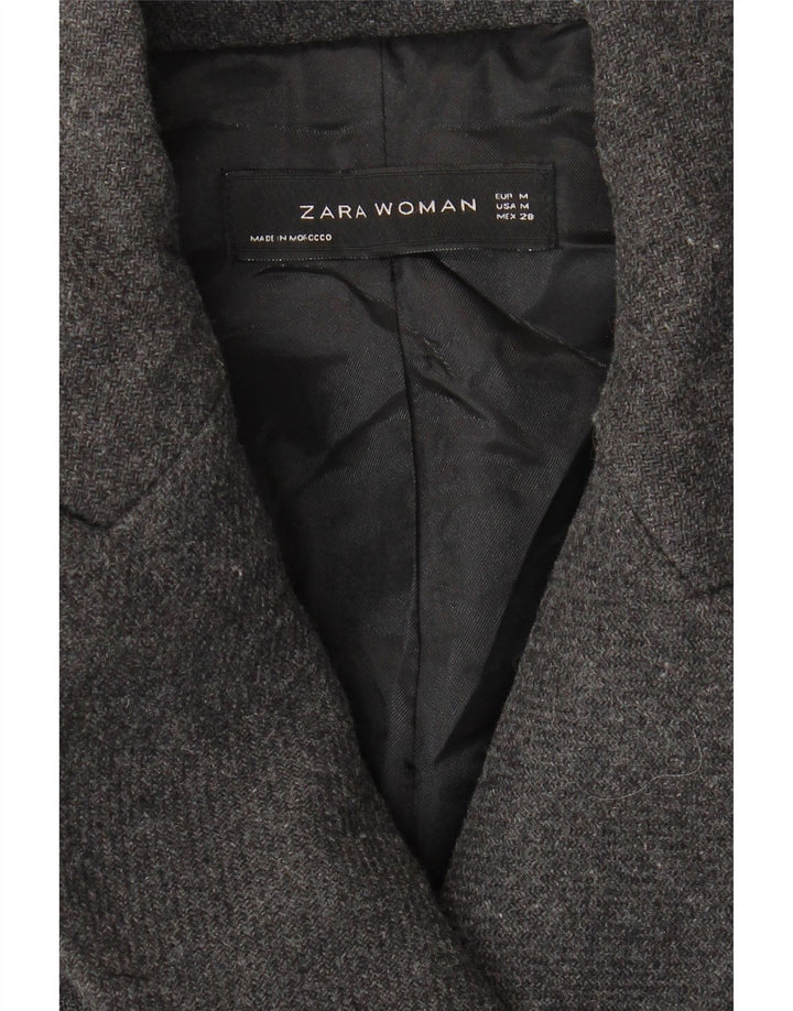 Женское двубортное пальто ZARA UK 12, средний серый цвет