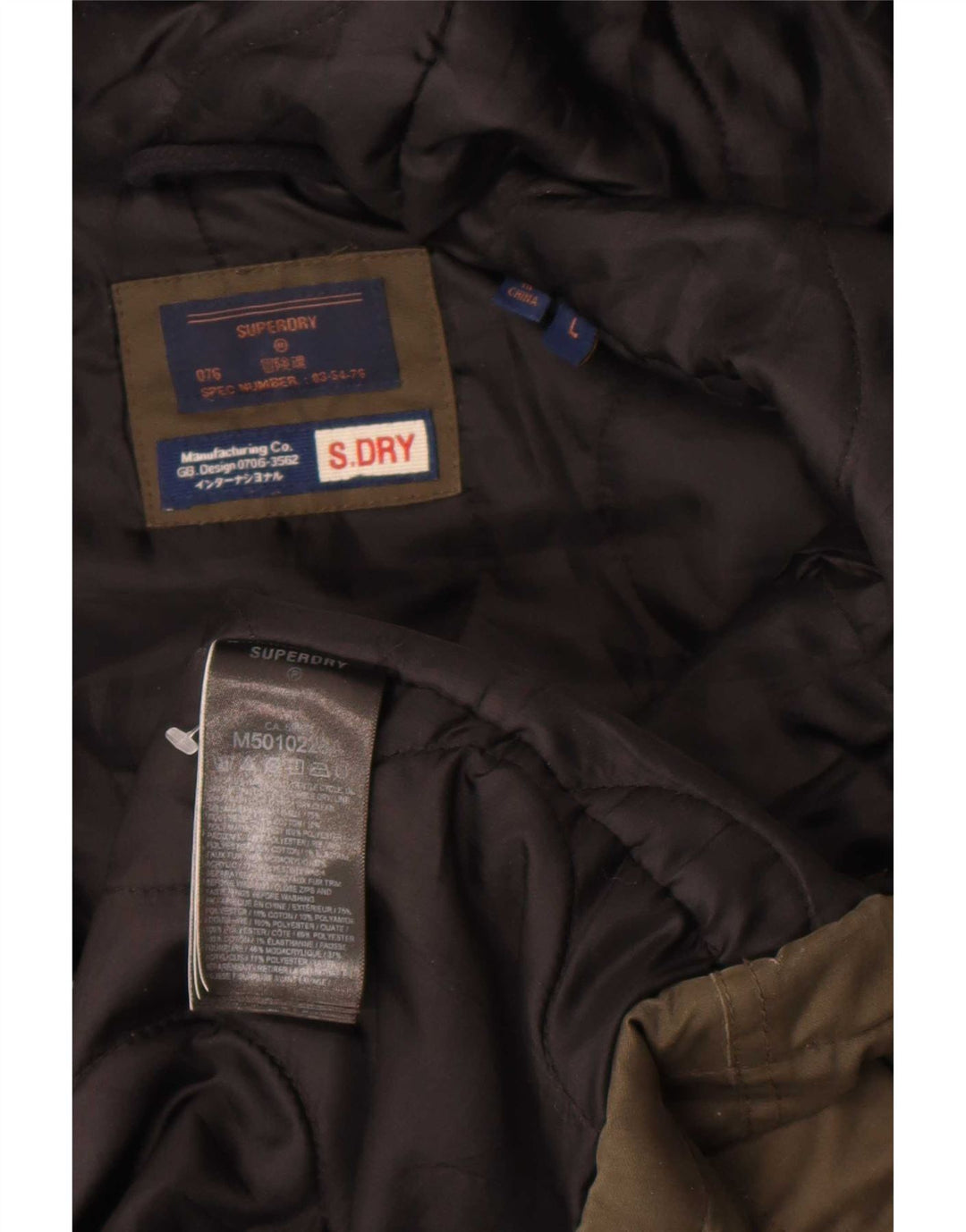 Мужская парка Superdry с капюшоном UK 40, большой цвет хаки, полиэстер