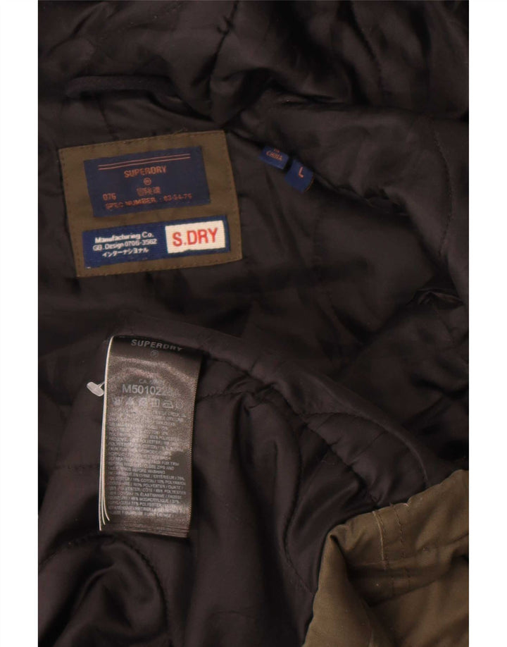Мужская парка Superdry с капюшоном UK 40, большой цвет хаки, полиэстер