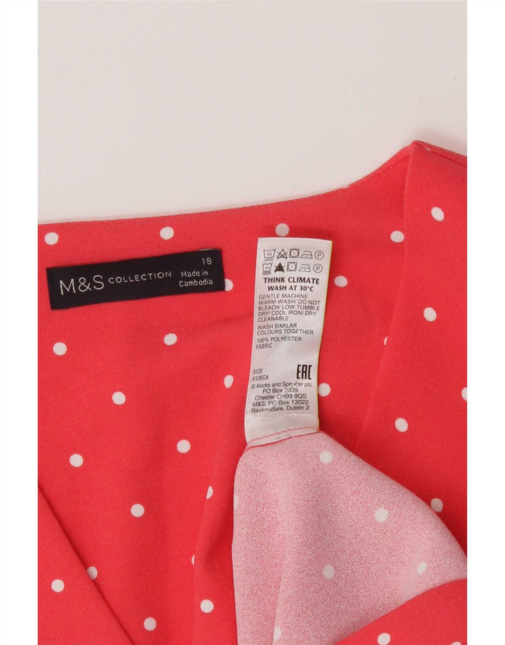 Женское платье прямого кроя Marks & Spencer UK 18 XL, розовое, полиэстер в горошек