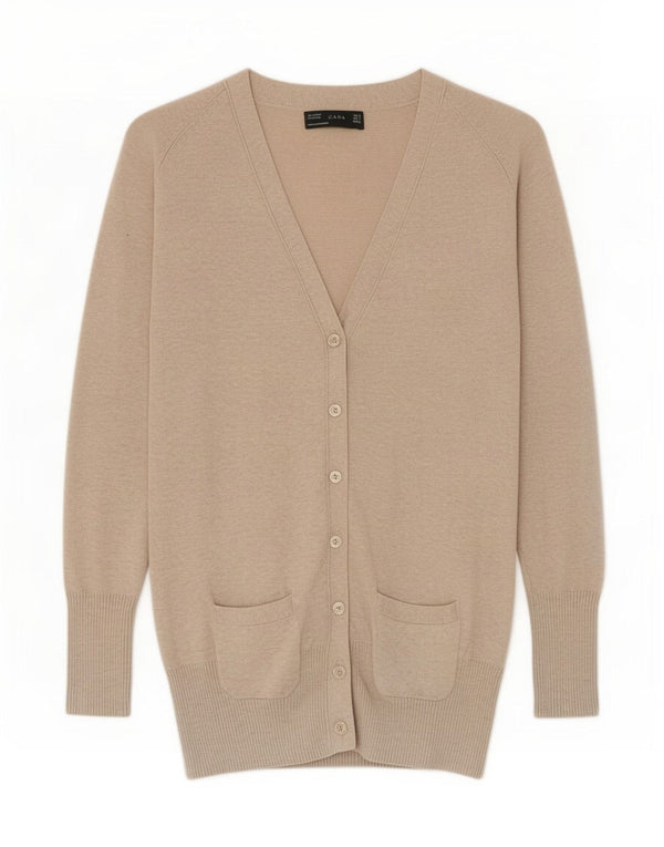 Женский кардиган Zara UK 10, маленький бежевый хлопок
