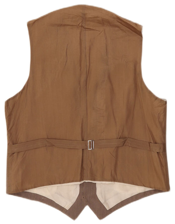 Винтажный мужской жилет IT 52, большой коричневый в тонкую полоску