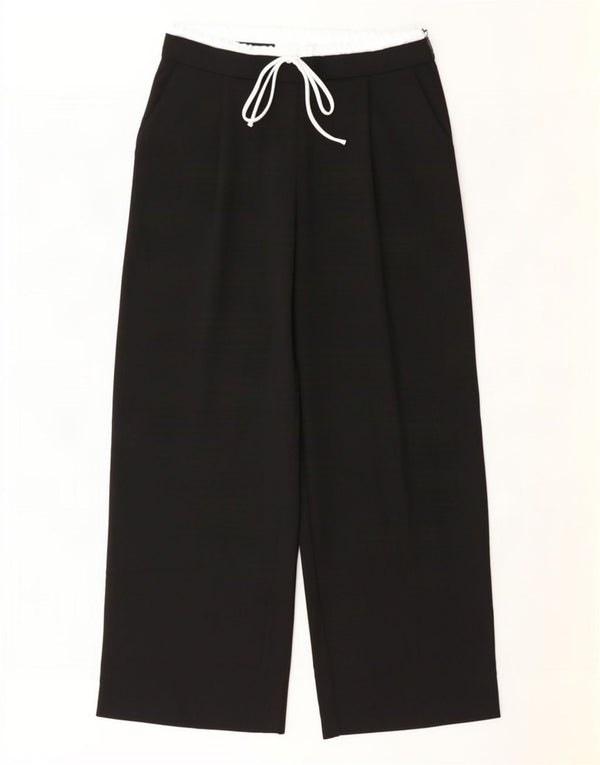 Zara Womens High Waist Wide Leg Trousers Large W30 L30 Black