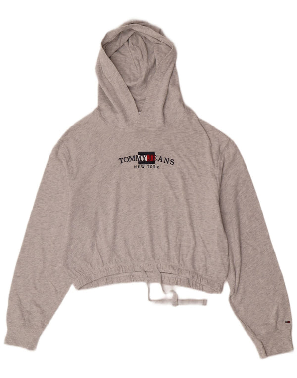 Женский укороченный джемпер с капюшоном с рисунком Tommy Hilfiger UK 14, средний серый в крапинку