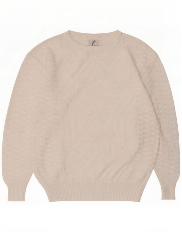 Vintage Womens Boat Neck Jumper Sweater IT 44 Medium White Geometric