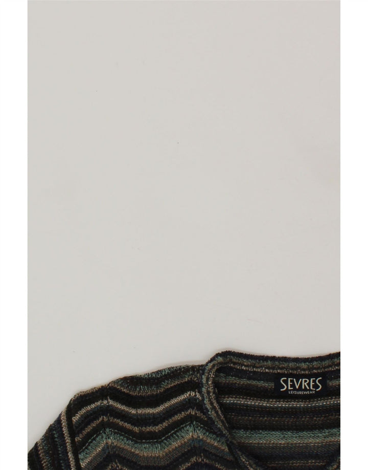 SEVRES Mens Crew Neck Jumper Sweater Medium Multicoloured Chevron Acrylic Vintage Sevres and Second-Hand Sevres from Messina Hembry 