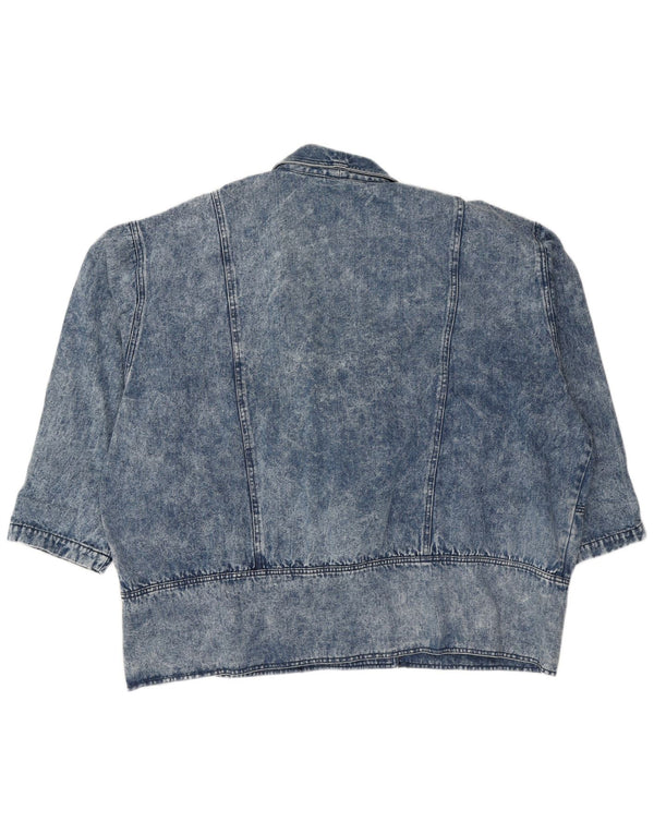 ВИНТАЖНАЯ женская объемная двубортная джинсовая куртка EU 54 5XL, синяя