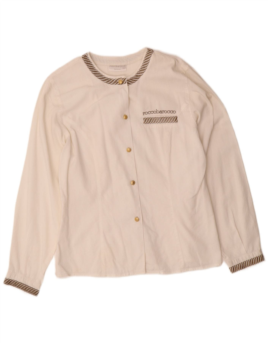 ROCCOBAROCCO Женская рубашка-блузка IT 46, хлопок в большую белую полоску