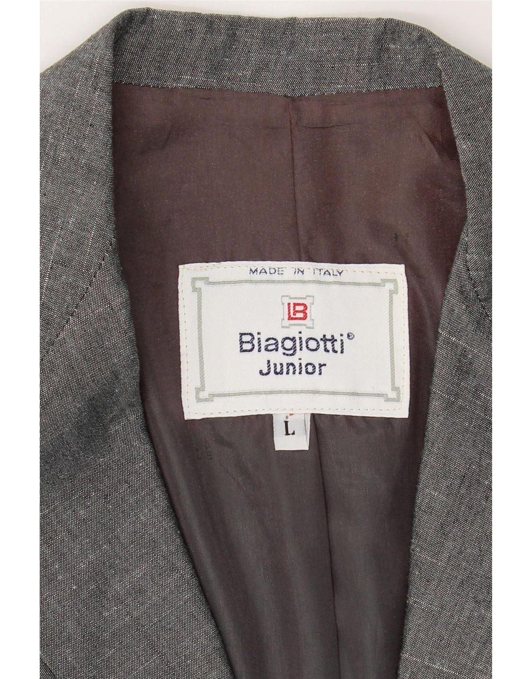 BIAGIOTTI Girls Crop 2 Button Blazer Jacket 9-10 Years Large Grey Flecked Vintage Biagiotti and Second-Hand Biagiotti from Messina Hembry 