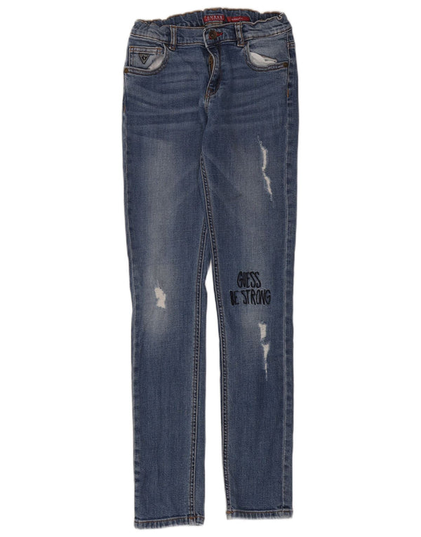 Джинсы скинни Guess для девочек 11-12 лет W26 L30, синие дизайнерские