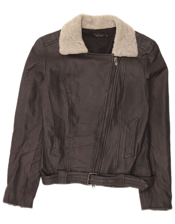 Женская кожаная косуха Simona Barbieri Twin Set UK 10, маленькая черная