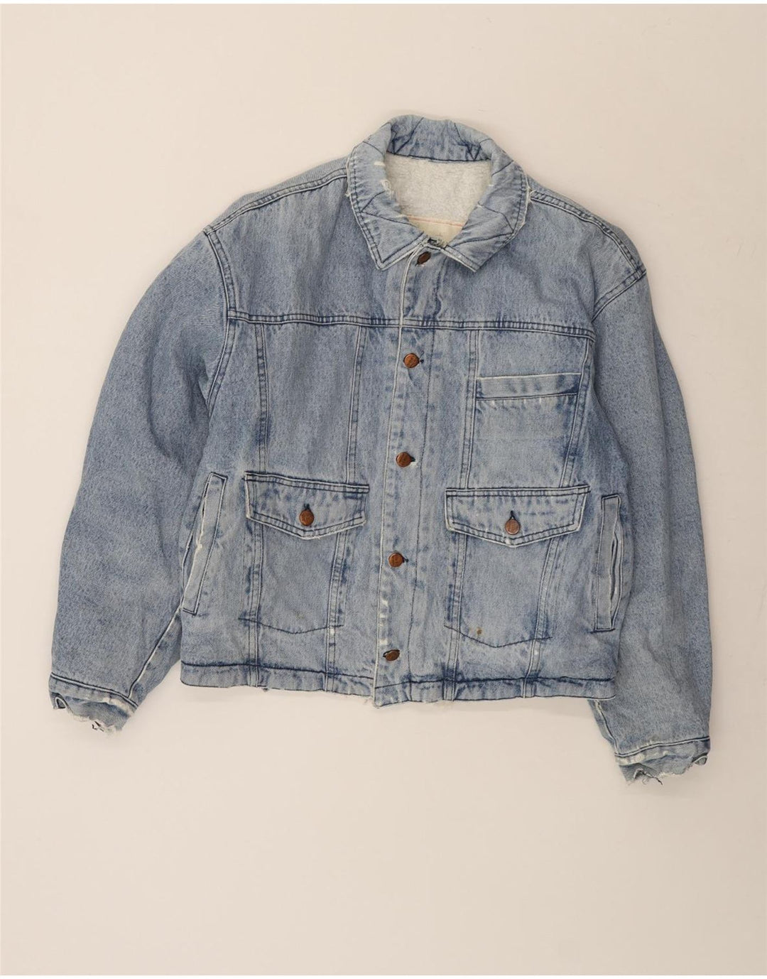 Мужская джинсовая куртка-шерпа Sisley UK 40, большая синяя хлопковая ткань