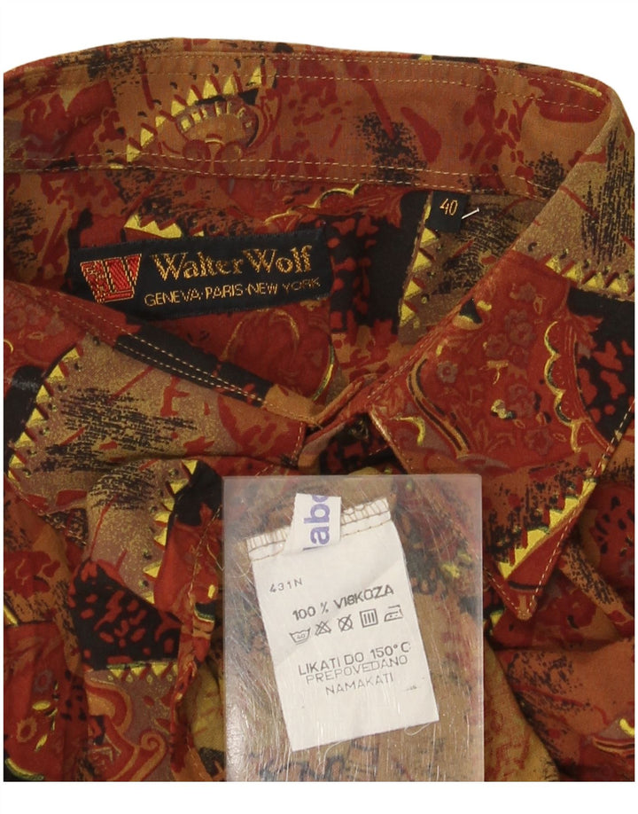 Мужская рубашка Walter Wolf с абстрактным узором, размер 40, средний коричневый, вискоза