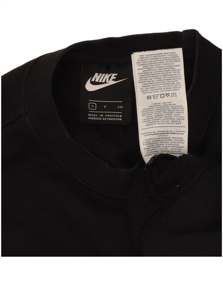 Женский укороченный свитшот большого размера NIKE UK 10, маленький черный хлопковый джемпер