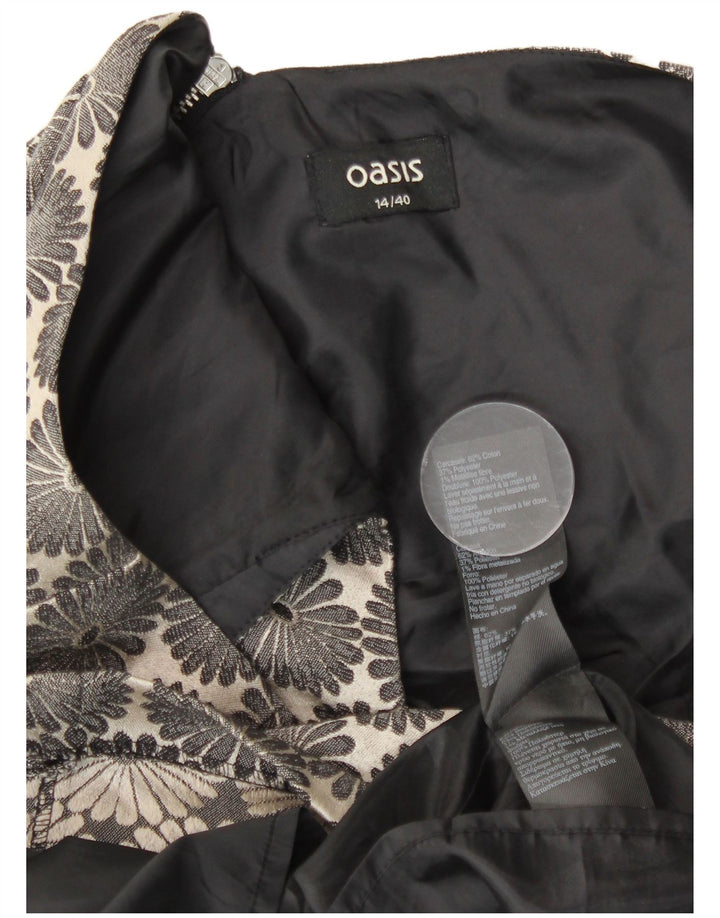 Женское платье трапециевидного силуэта Oasis UK 14, средний темно-синий, хлопок с цветочным принтом