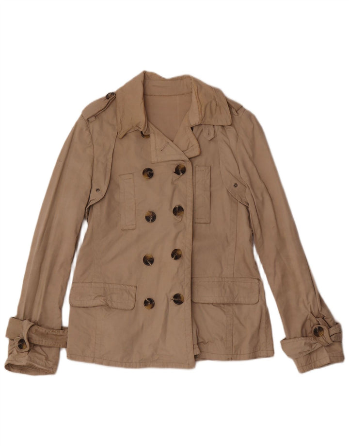 Massimo Dutti Женский Короткий Двубортный Тренч UK 14 Средний Бежевый