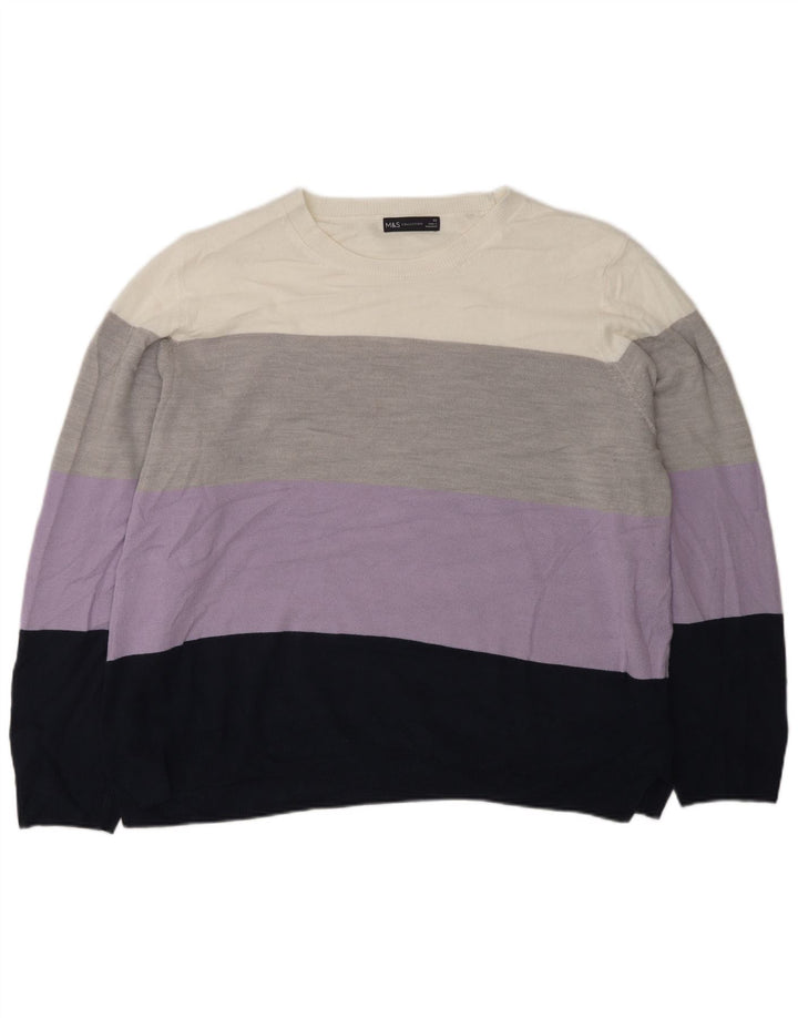Женский джемпер с круглым вырезом Marks & Spencer UK 22 2XL, разноцветный