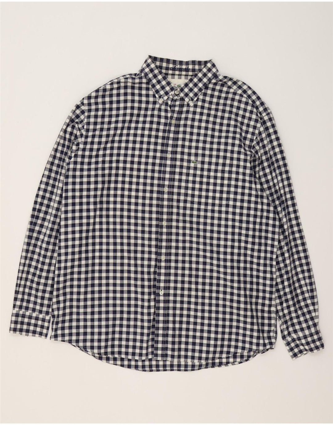 Мужская рубашка стандартного кроя Lacoste, размер 46, 2XL, темно-синяя, хлопок в мелкую клетку