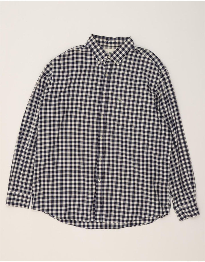 Мужская рубашка стандартного кроя Lacoste, размер 46, 2XL, темно-синяя, хлопок в мелкую клетку