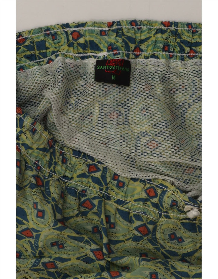 SANTO STEFANO Мужские шорты для плавания, полиамид среднего зеленого цвета с геометрическим рисунком