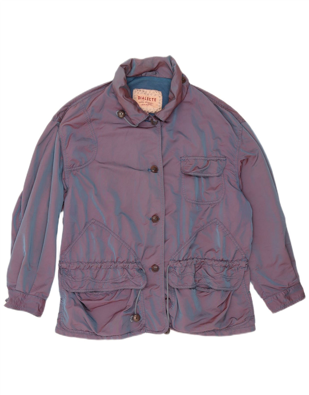 Винтажная женская куртка оверсайз IT 44, средний синий полиамид