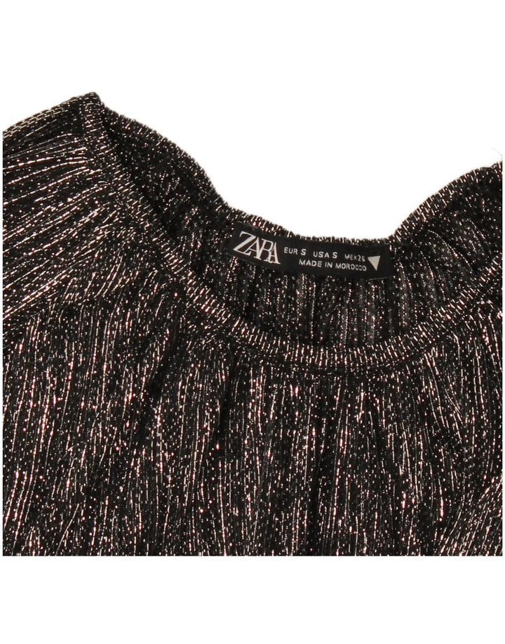 Женская блузка оверсайз с длинным рукавом ZARA UK 10, маленькая черная полоска