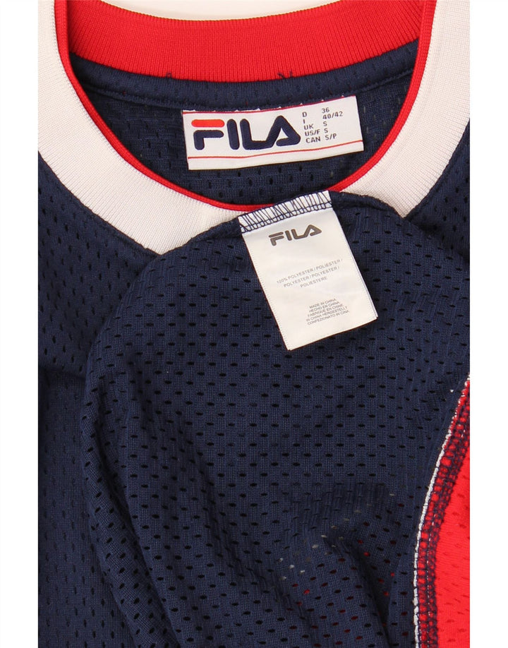 Мужская футболка с рисунком FILA, маленькая, темно-синяя