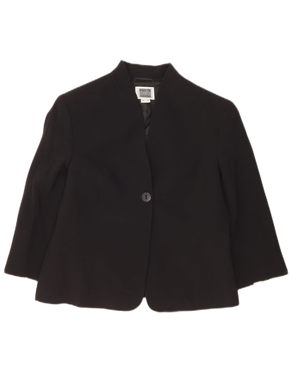 Perte by Krizia Womens 3/4 Sleeve 1 Button Blazer Jacket UK 14 Medium Black