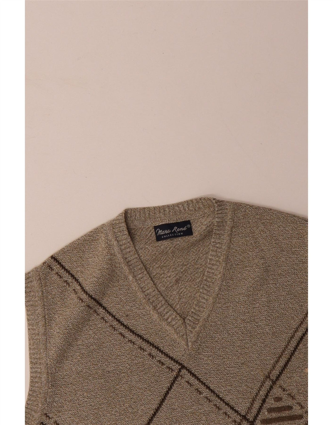 MARC RENE Мужская майка без рукавов IT 48 Средний Бежевый Argyle/Diamond Cotton