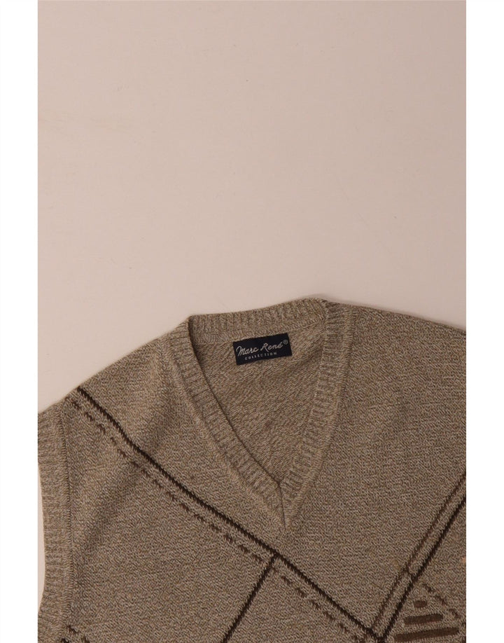 MARC RENE Мужская майка без рукавов IT 48 Средний Бежевый Argyle/Diamond Cotton