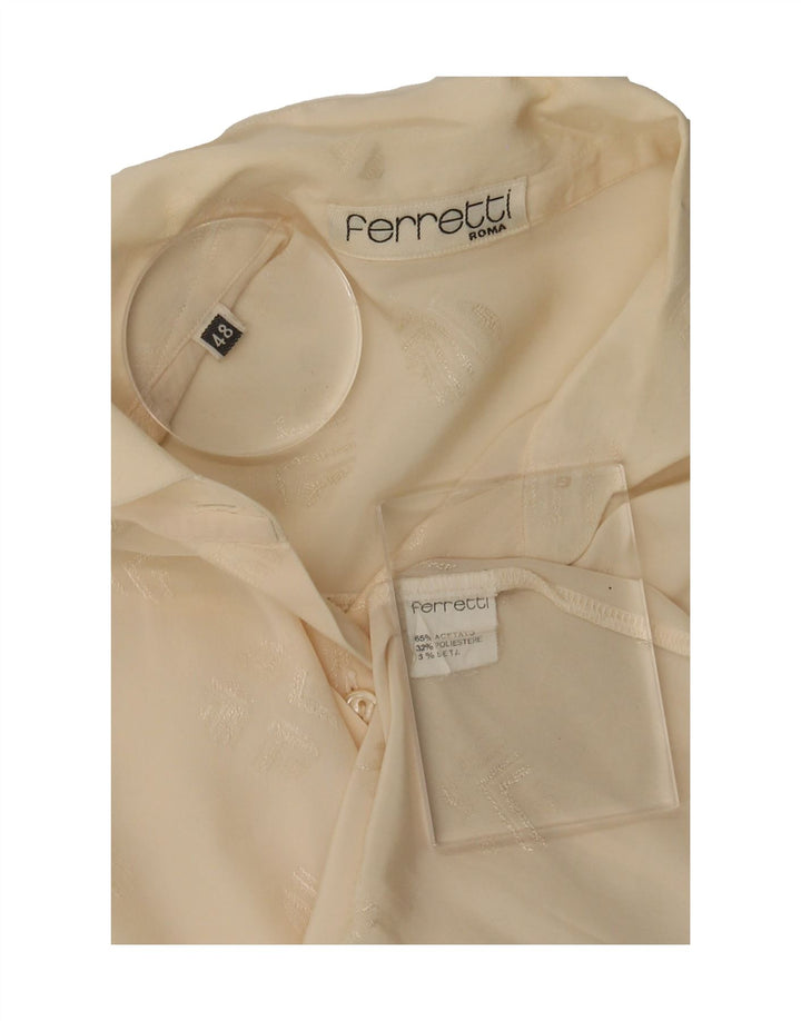 FERRETTI Womens Shirt Blouse IT 48 XL Beige Acetate Vintage Ferretti and Second-Hand Ferretti from Messina Hembry 