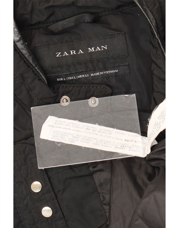 Мужская стеганая куртка Zara UK 40, большая черная, полиэстер