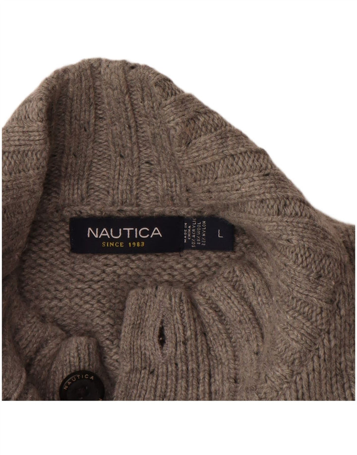 Мужской свитер NAUTICA с воротником на пуговицах, большой серый акрил в крапинку