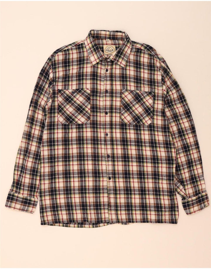 Мужская рубашка Follie, размер 43/44 XL, хлопок в разноцветную клетку