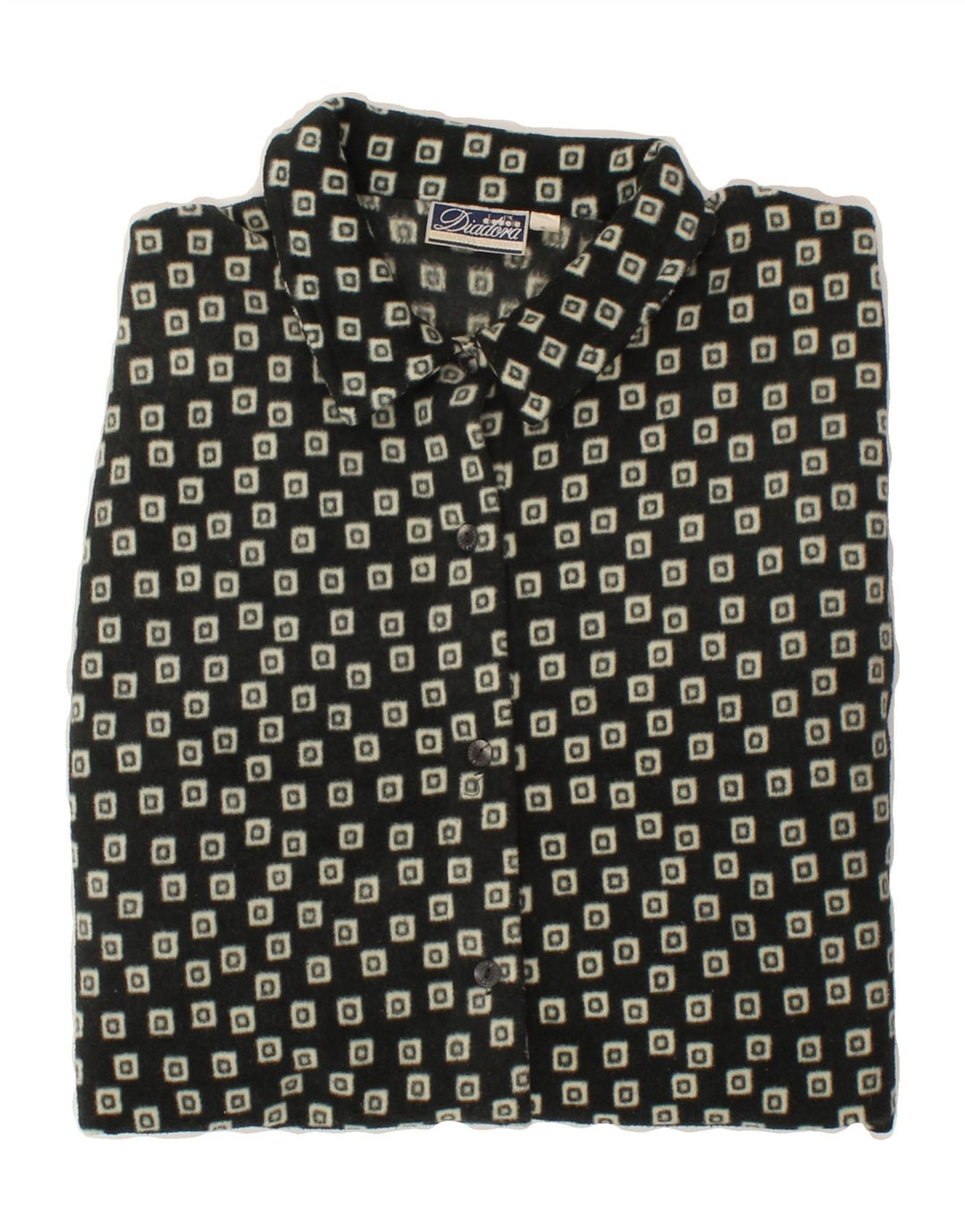 DIADORA Womens Oversized Shirt UK 10 Small Black Geometric Vintage Diadora and Second-Hand Diadora from Messina Hembry 