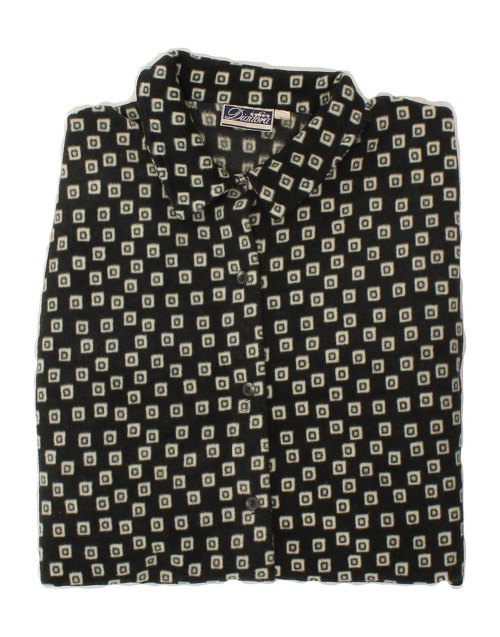 DIADORA Womens Oversized Shirt UK 10 Small Black Geometric Vintage Diadora and Second-Hand Diadora from Messina Hembry 