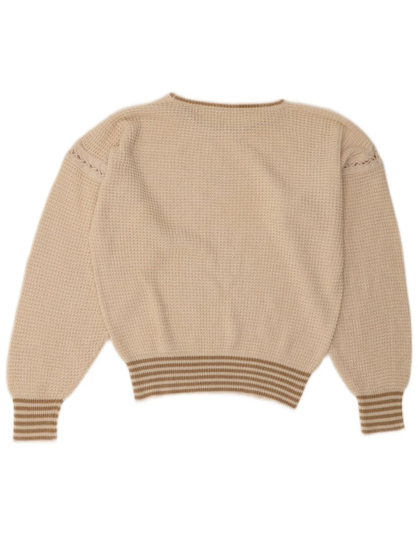 ВИНТАЖНЫЙ женский укороченный джемпер с круглым вырезом, Великобритания, 16, большой, в белую полоску