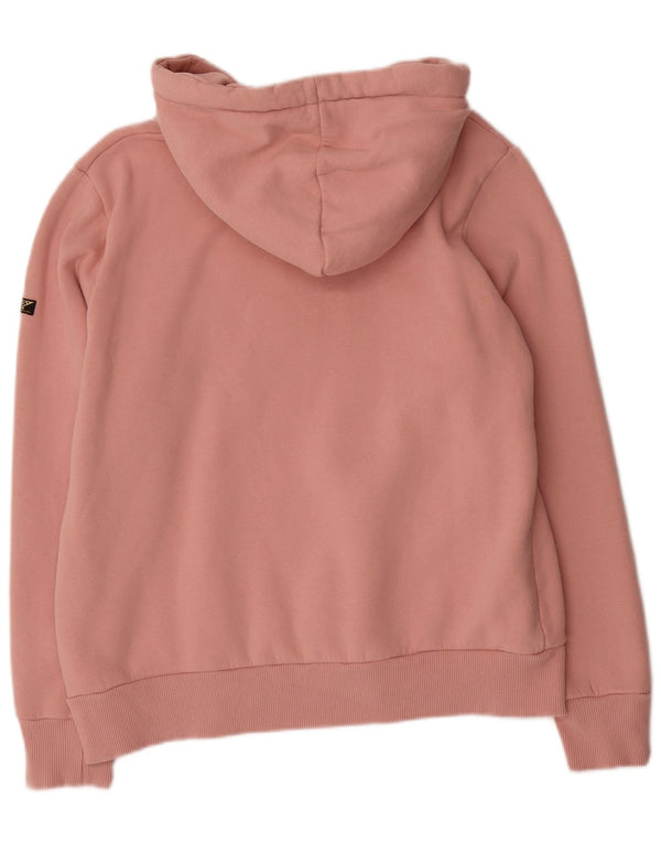Superdry Womens Graphic Oversized Hoodie Jumper UK 16 Large Pink Cotton