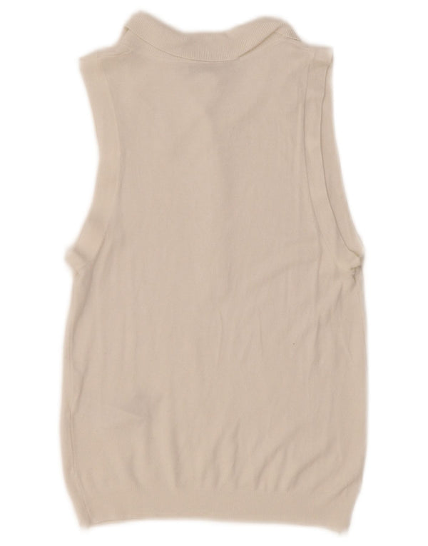 Женская рубашка-поло без рукавов Zara UK 10, маленькая, белая вискоза