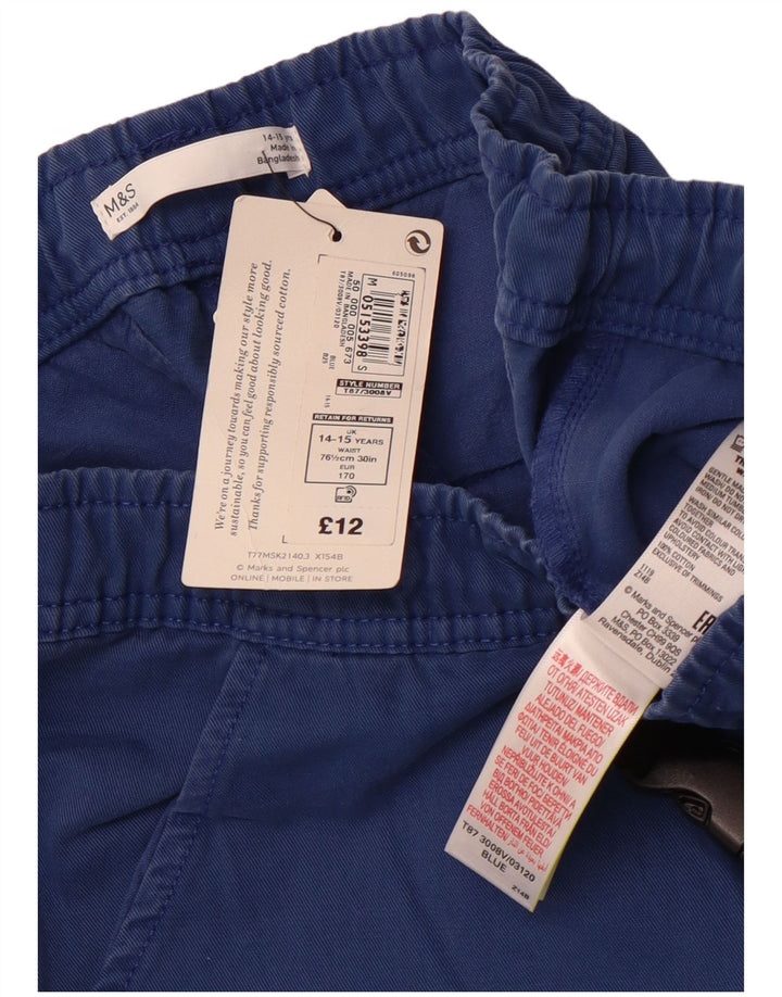 Шорты карго для мальчиков MARKS & SPENCER 14–15 лет W28, синие, хлопок