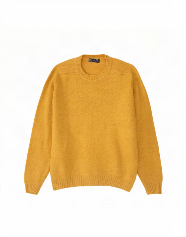 Мужской джемпер с круглым вырезом Zara XL, желтая шерсть