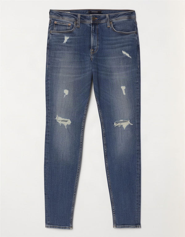 Мужские потертые джинсы скинни Jack & Jones Pete W31 L30, синий хлопок