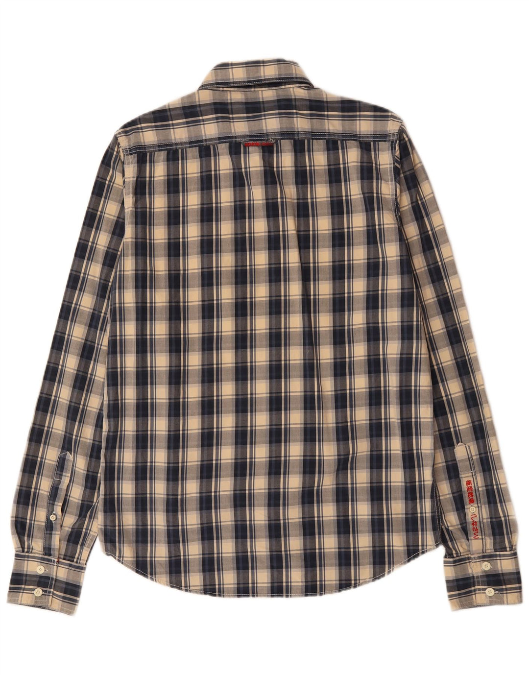 SUPERDRY Мужская рубашка большого размера, темно-синяя клетка, хлопок