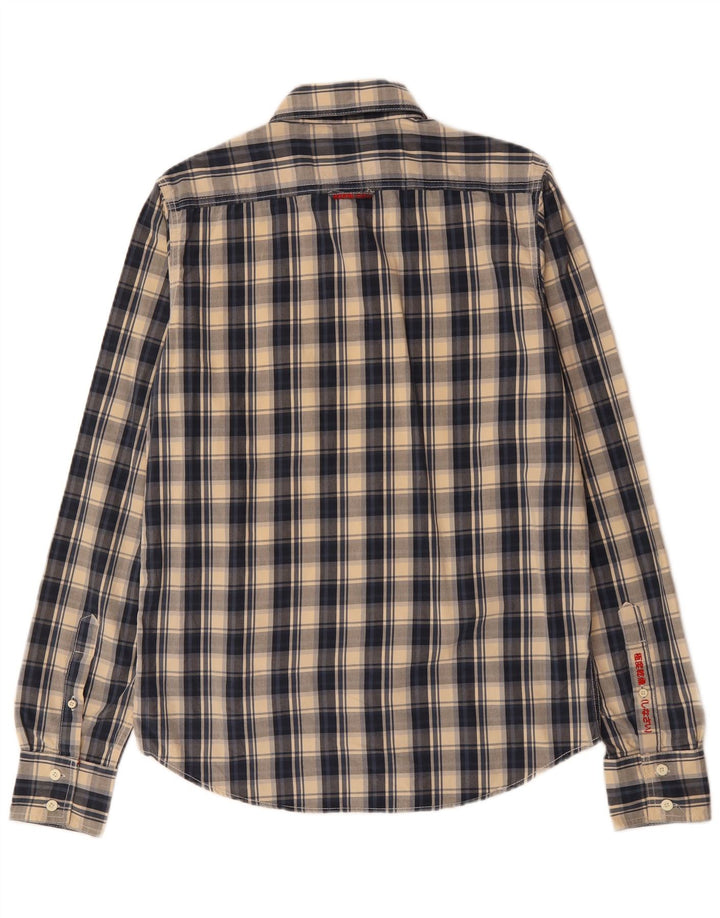 SUPERDRY Мужская рубашка большого размера, темно-синяя клетка, хлопок