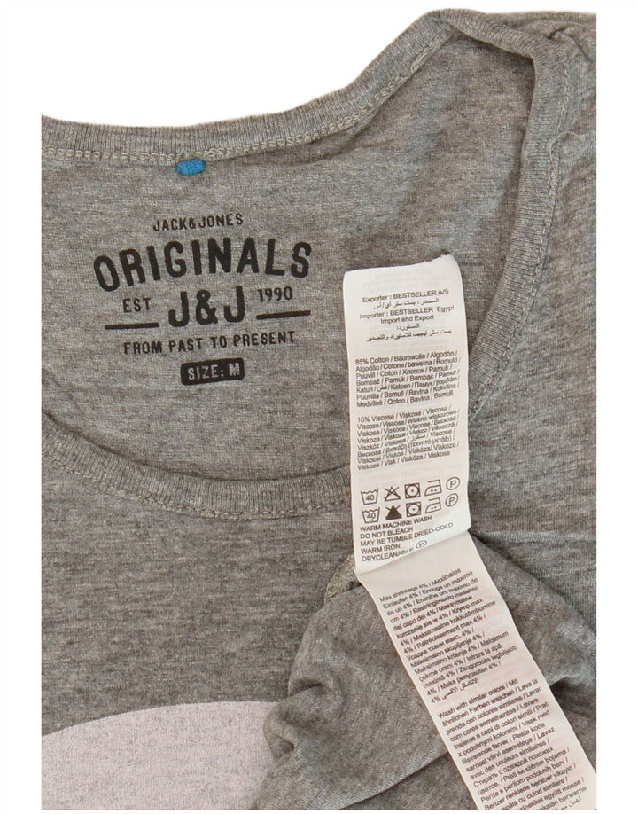 Мужская футболка с рисунком JACK & JONES, хлопковый топ среднего серого цвета с крапинками