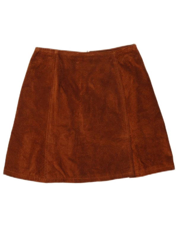 Винтажная женская замшевая мини-юбка W24 XS коричневая кожа